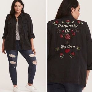 Torrid Property of No One Embroidered Black Military Utility Jacket